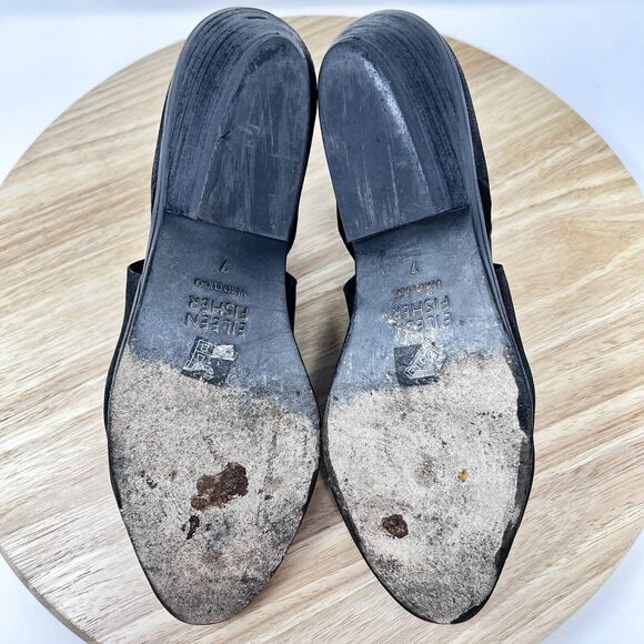 Eileen Fisher LISBON Booties Black Nubuck Cut Out Block Heel Women’s 7 - Picture 7 of 11